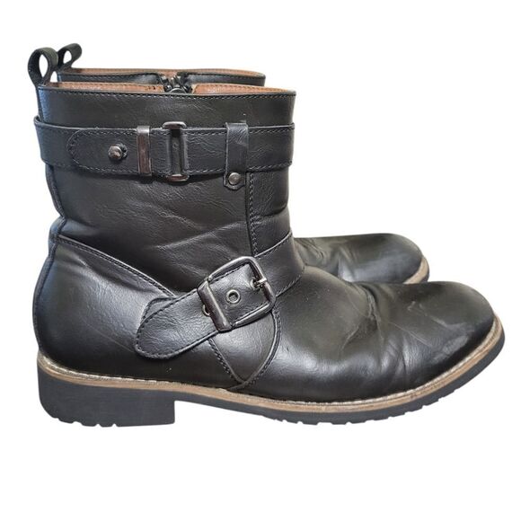 Polar Fox Wyatt Men's Boots Black Zipper Buckle Motorcycle MPX608005 , Size 8 - Picture 1 of 15